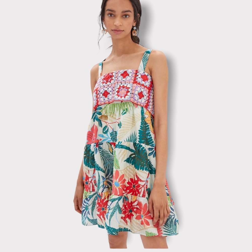 Farm Rio dress Mini crochet floral